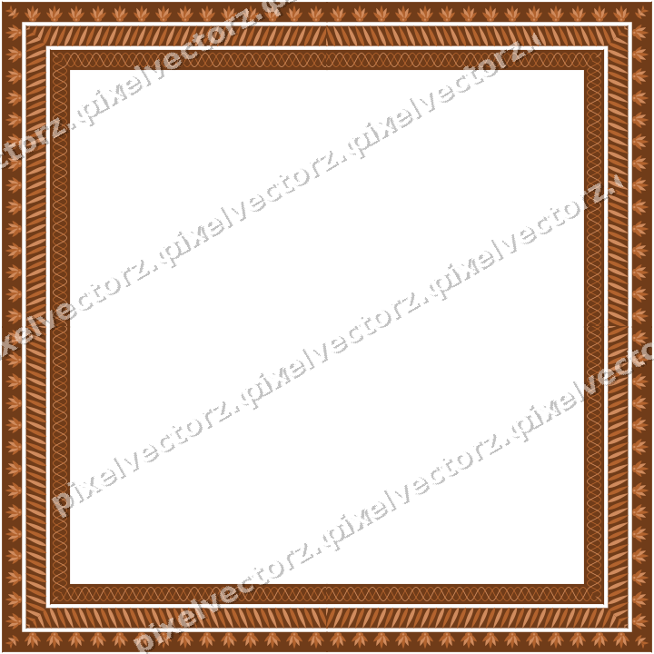 Decorative picture frame border in dark green and orange with palmette