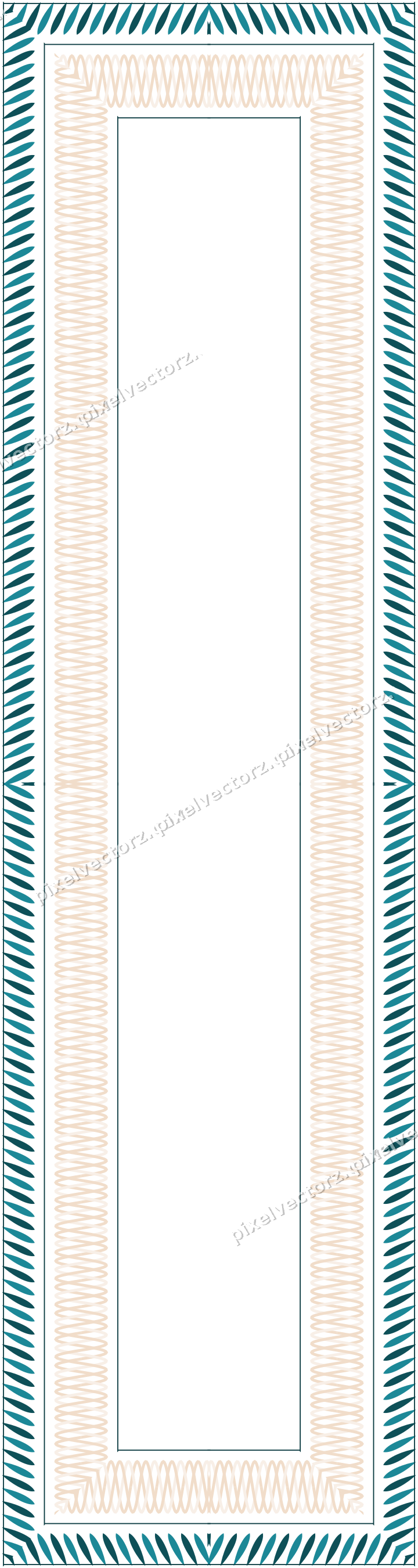 Decorative picture frame border in dark teal with rope moulding
