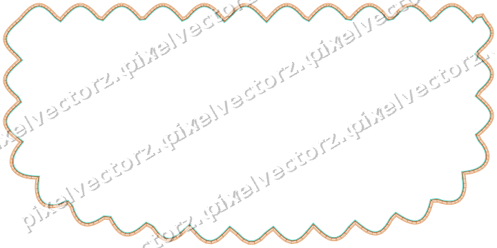 Decorative line art frame in orange and teal with shield