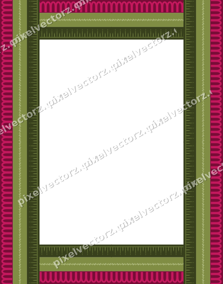 Decorative picture frame border in lime and pink with arcade frieze