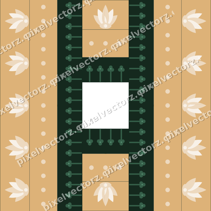 Decorative picture frame border in dark green with trefoil band