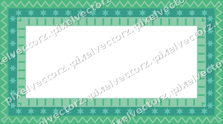 Decorative picture frame border in green and teal with zigzag