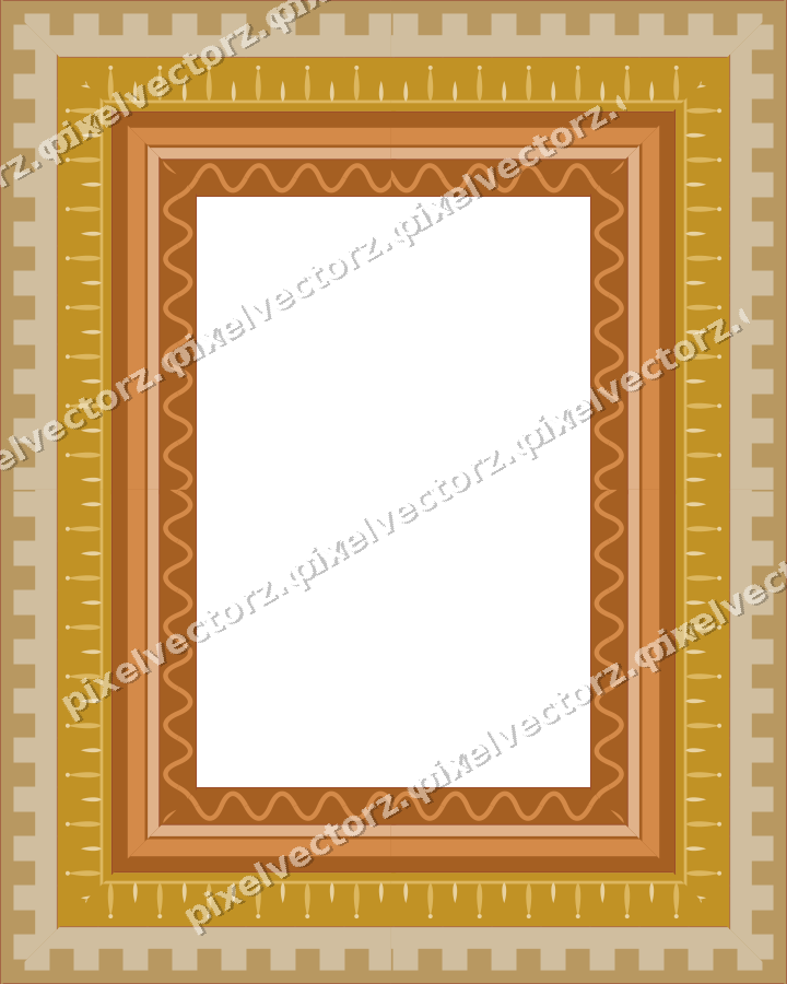 Decorative picture frame border in orange and amber with bud and stem
