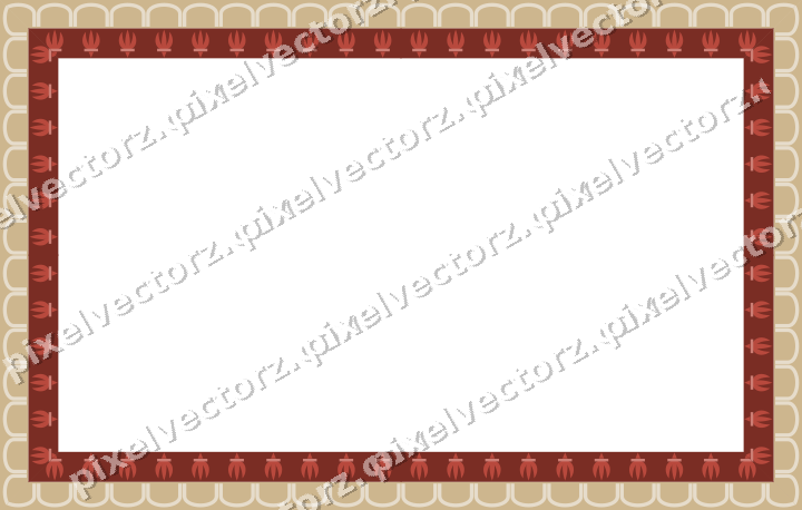 Decorative picture frame border in dark red with arcade frieze