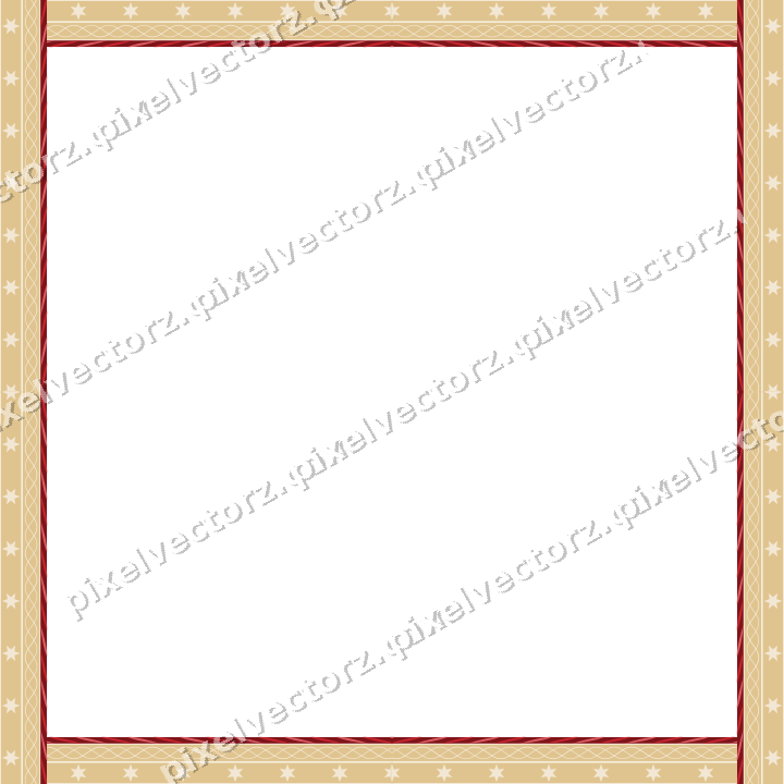 Decorative picture frame border in dark green and red with star band
