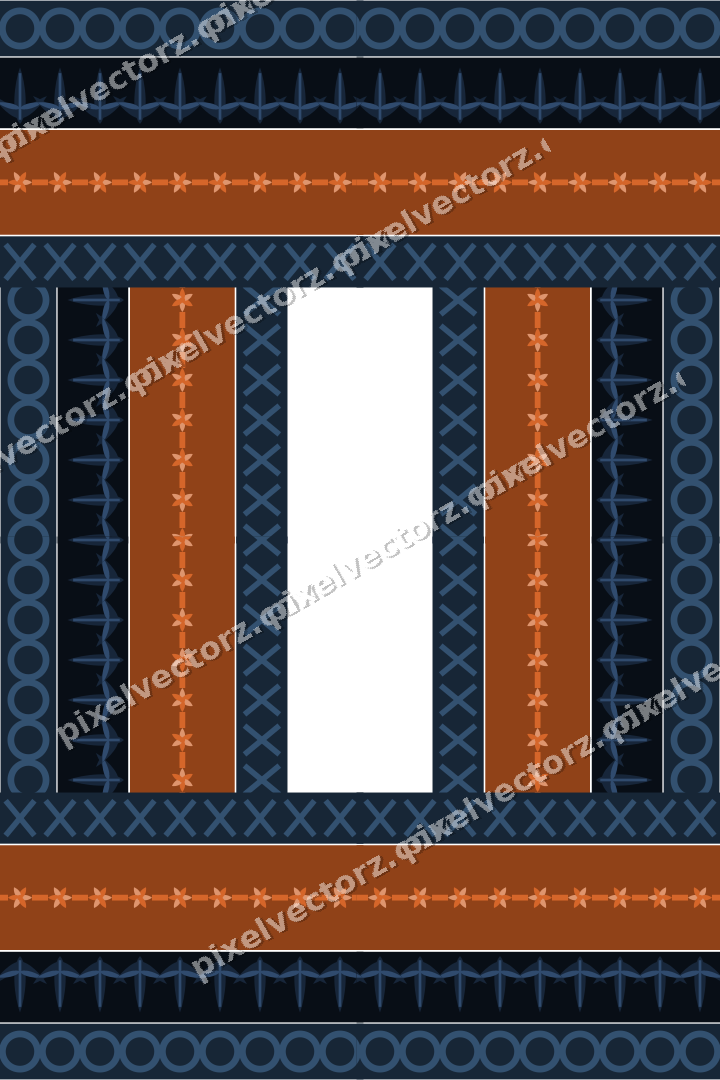 Decorative picture frame border in dark blue with ring chain