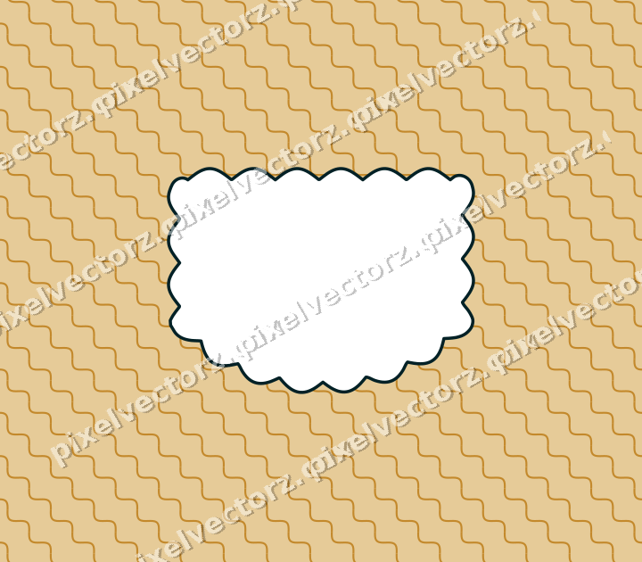 Decorative patterned mat frame in amber and dark teal with wavy lines