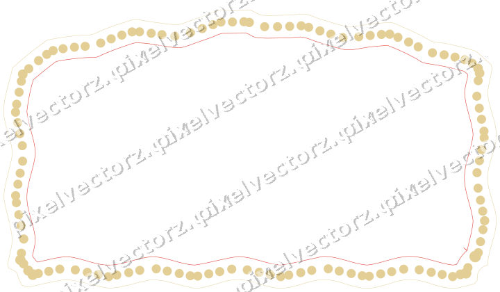 Decorative line art frame in red and orange with label plaque