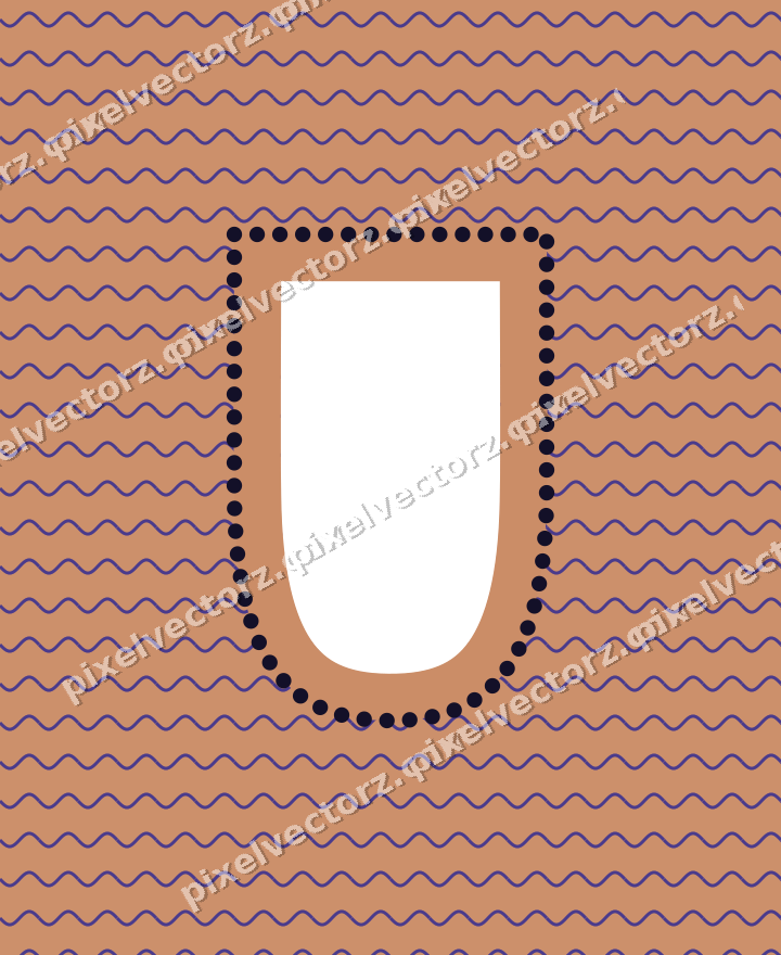 Decorative patterned mat frame in orange and blue with wavy lines
