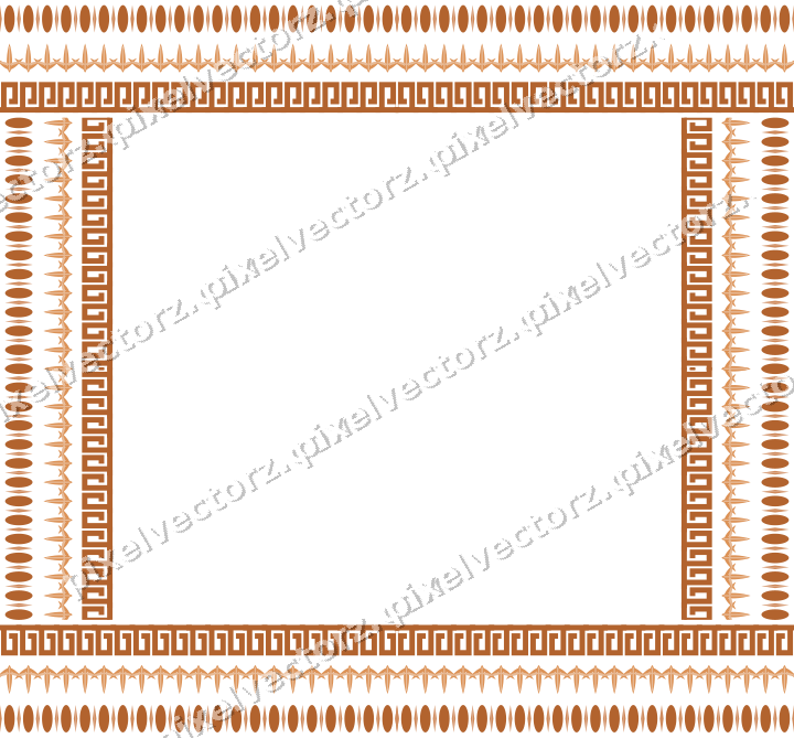 Decorative picture frame border in orange and teal with acanthus leaf