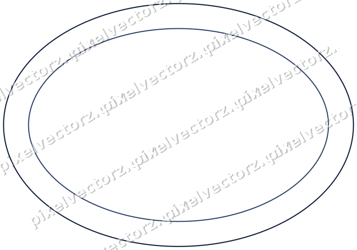 Decorative line art frame in dark blue and white with oval