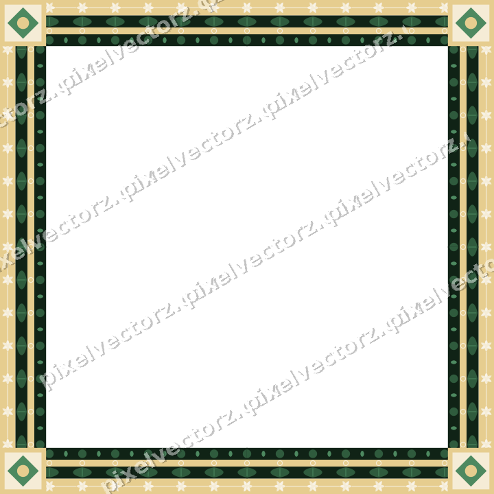 Decorative picture frame border in dark green with rosette band
