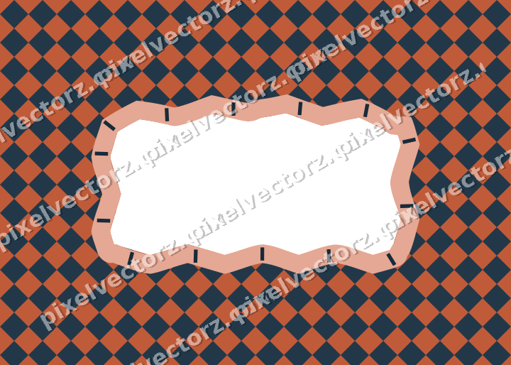 Decorative patterned mat frame in orange with harlequin diamonds