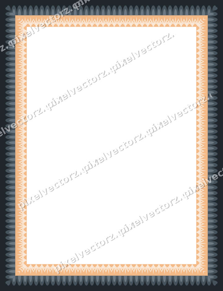 Decorative picture frame border in blue and orange with scale band