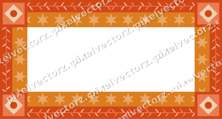 Decorative picture frame border in red and orange with star band