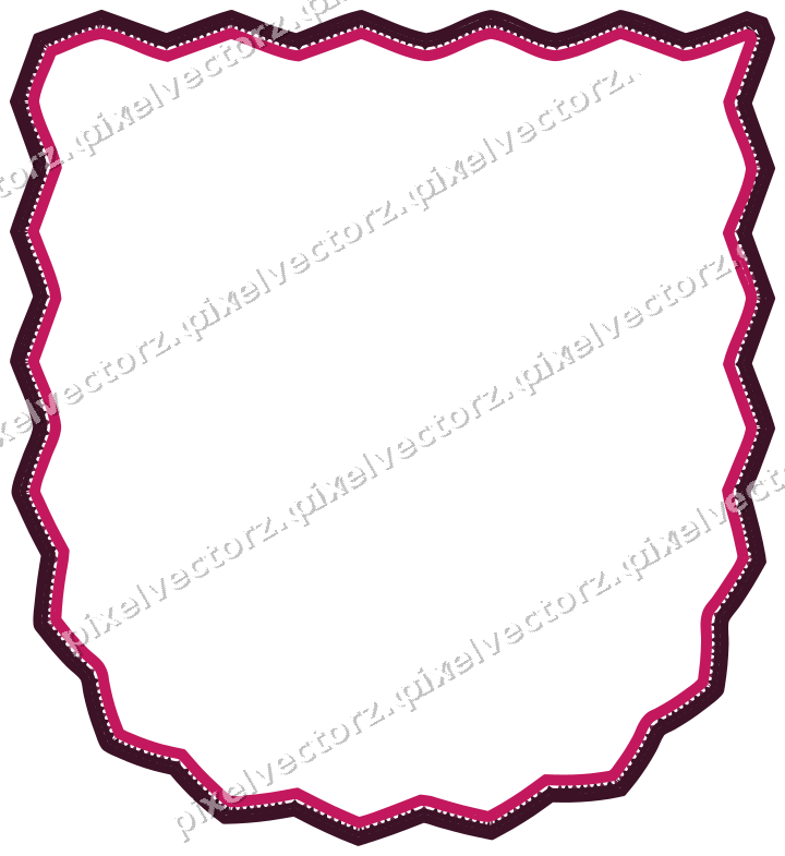 Decorative line art frame in lime and pink with shield and zigzag edge