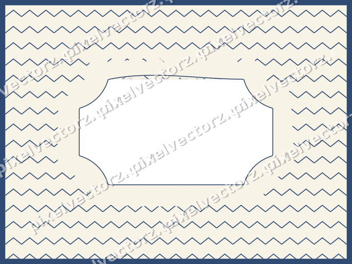 Decorative patterned mat frame in dark blue and amber with zigzag
