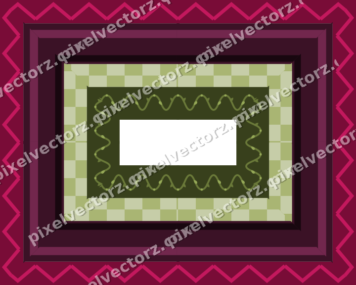 Decorative picture frame border in lime and pink with zigzag