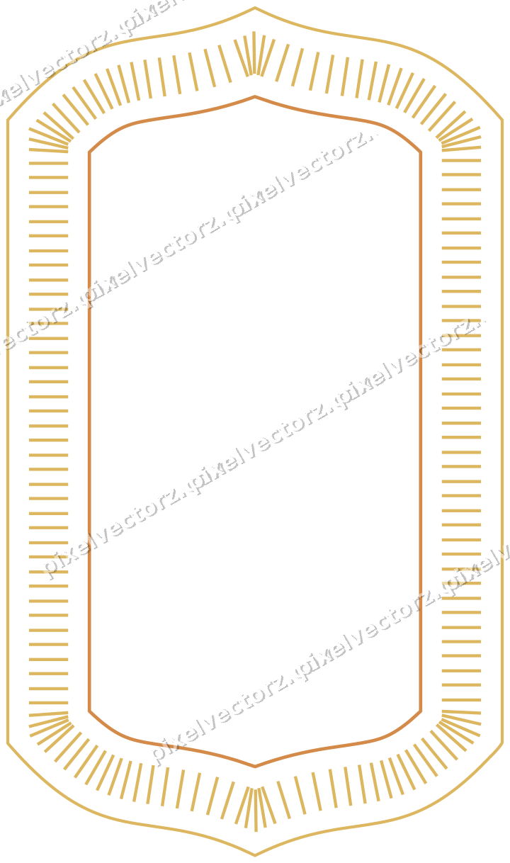 Decorative line art frame in orange and amber with label plaque