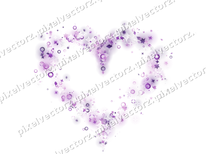 Glitzerherz aus Sternen und Funken in Violett auf transparentem Grund