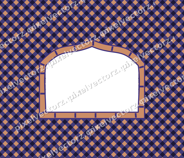 Decorative patterned mat frame in orange and blue with gingham check