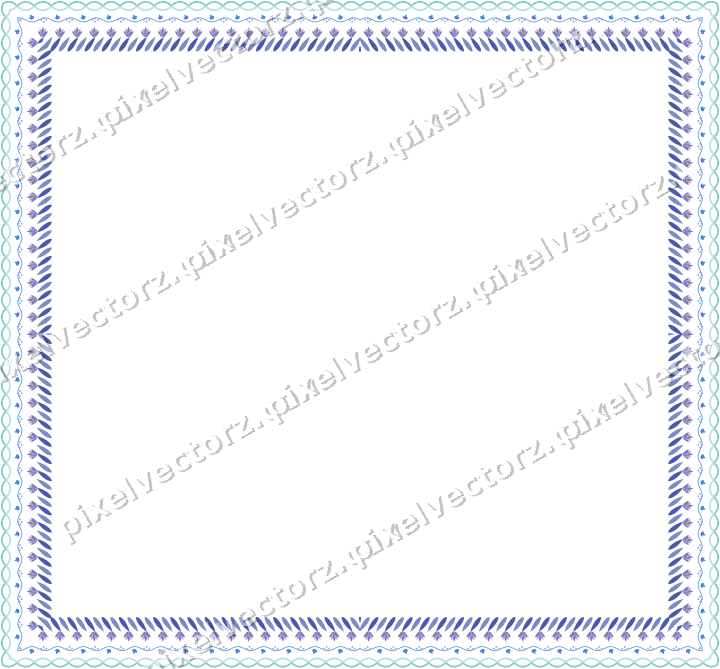 Decorative picture frame border in blue and cyan with guilloche