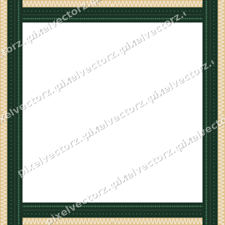 Decorative picture frame border in dark green and red with wave band