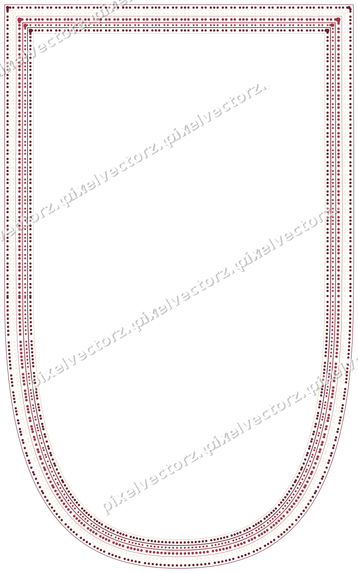 Decorative line art frame in dark pink and red with shield