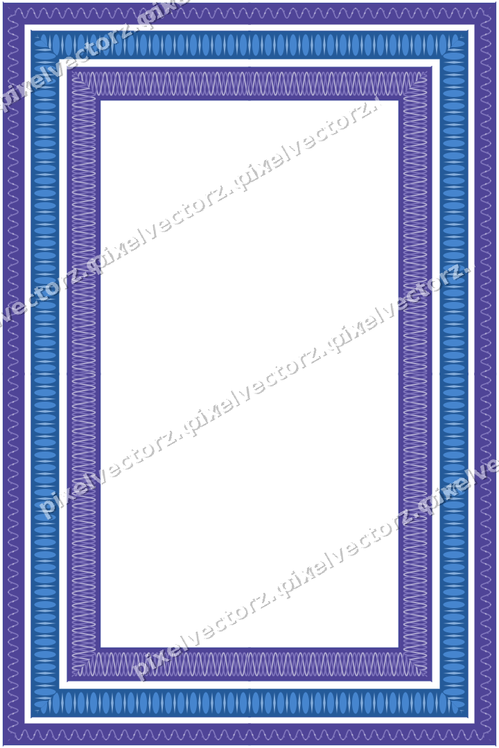 Decorative picture frame border in blue and cyan with guilloche band
