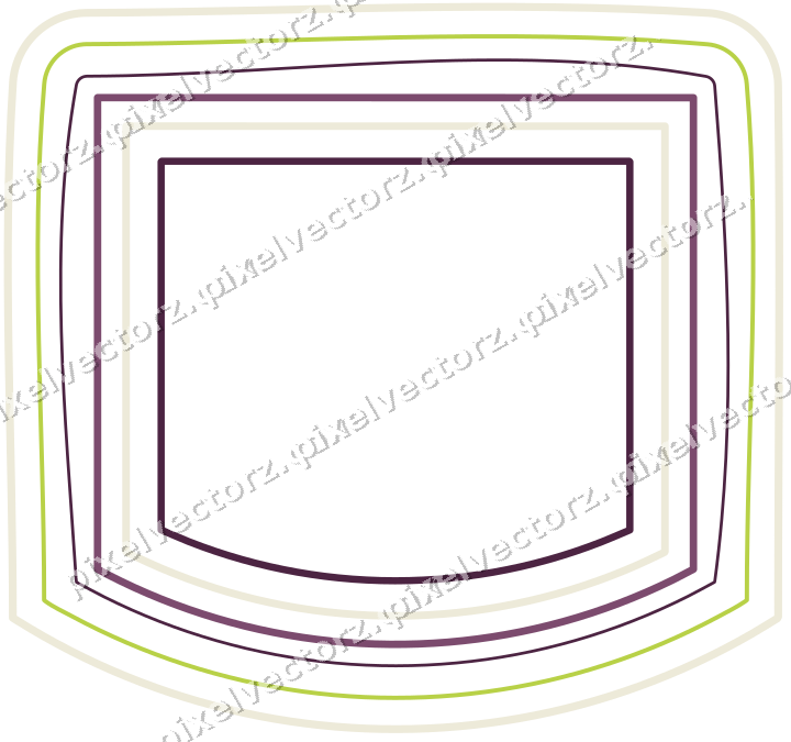 Decorative line art frame in dark magenta and lime with label plaque