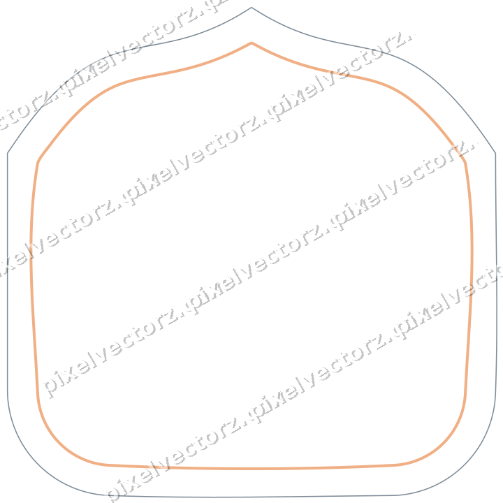 Decorative line art frame in blue and orange with label plaque