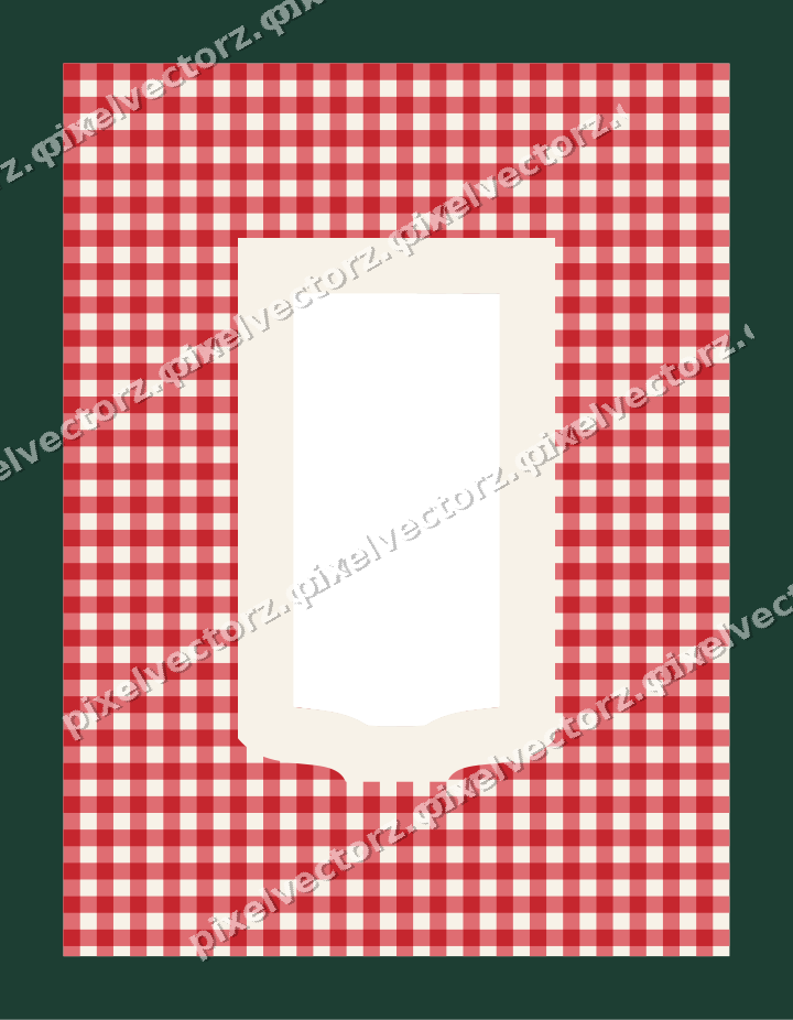Decorative patterned mat frame in dark green with gingham check