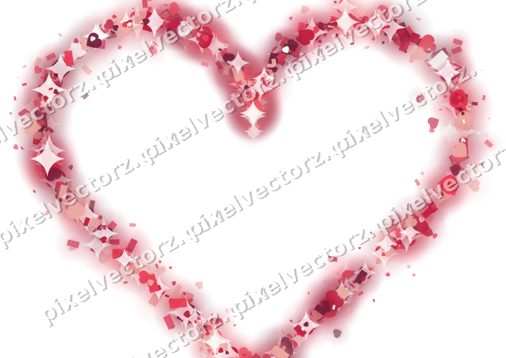 Glitzerherz aus Herzen und Konfetti in Rosa auf transparentem Grund