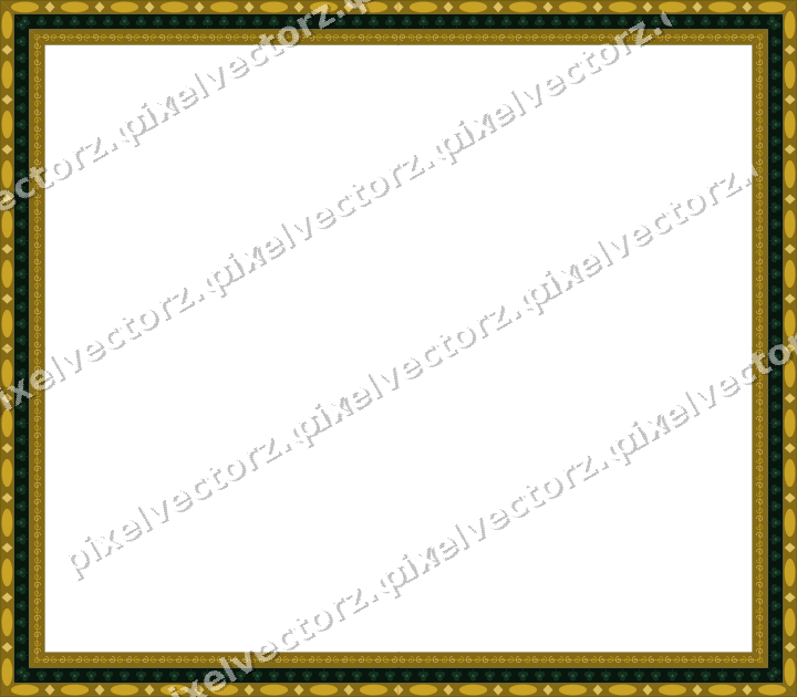 Decorative picture frame border in dark green with spiral scroll