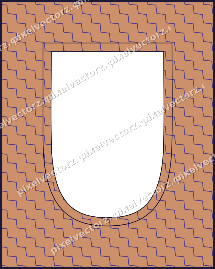 Decorative patterned mat frame in orange and blue with zigzag