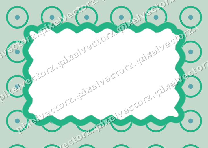 Decorative patterned mat frame in green and teal with ring pattern