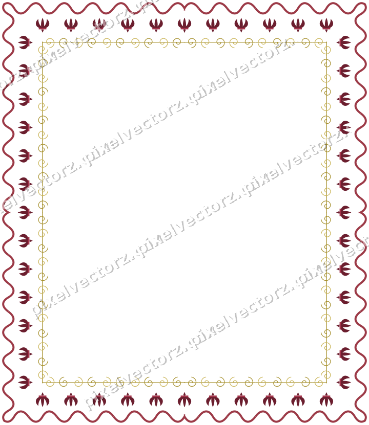 Decorative picture frame border in dark pink and red with wave band