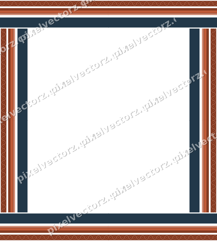 Decorative picture frame border in orange and cyan with arabesque