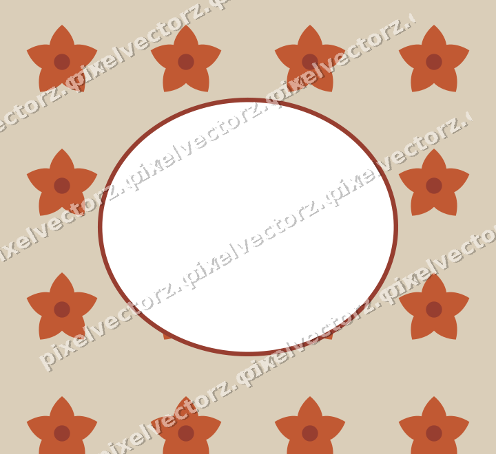 Decorative patterned mat frame in orange and amber with small blossoms