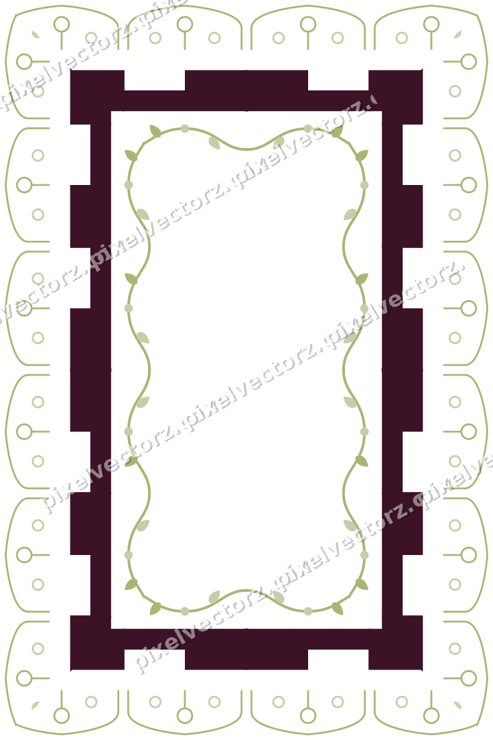 Decorative picture frame border in lime and pink with gothic tracery