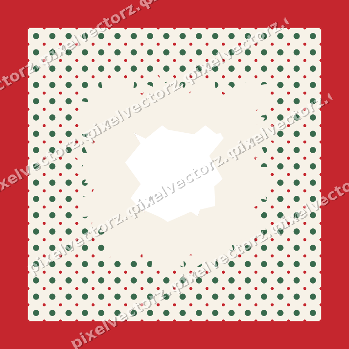 Decorative patterned mat frame in dark green and red with polka dots