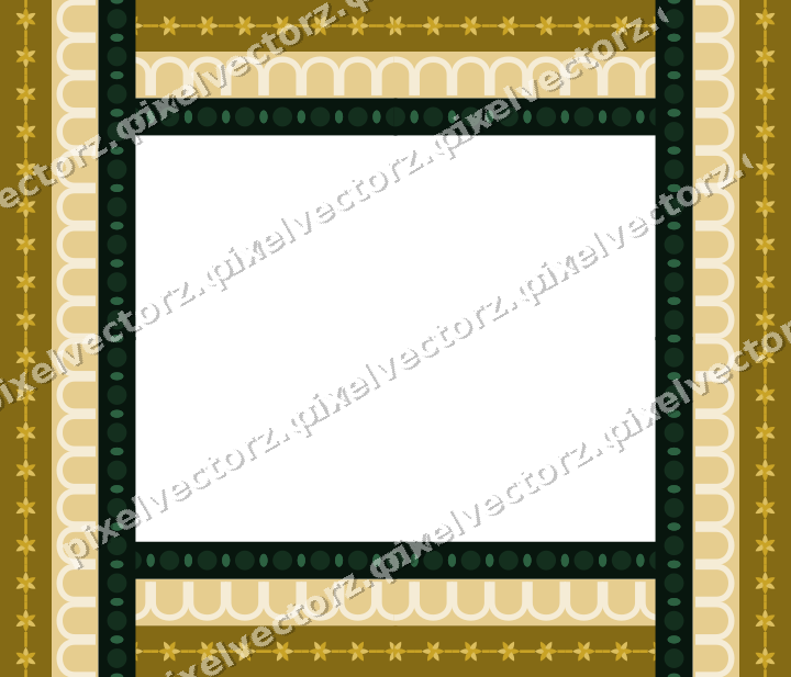 Decorative picture frame border in dark green with rosette band