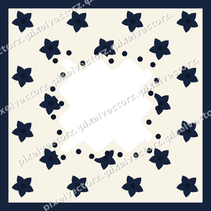 Decorative patterned mat frame in dark blue with small blossoms