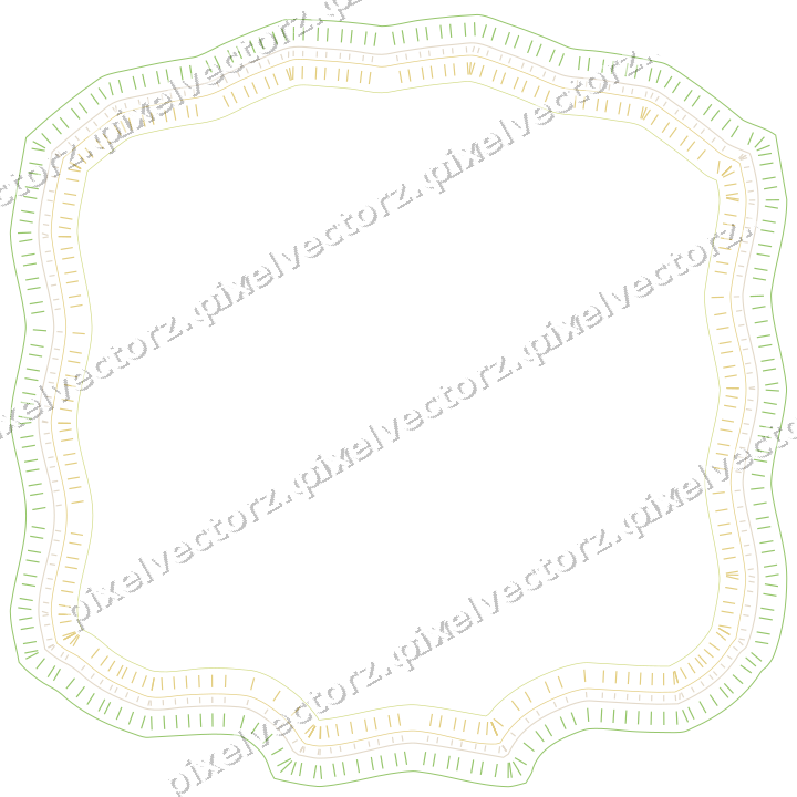 Decorative line art frame in lime and yellow with label plaque