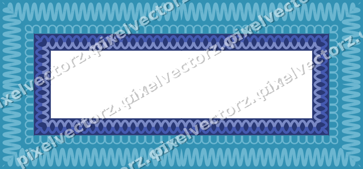Decorative picture frame border in blue and cyan with wave band