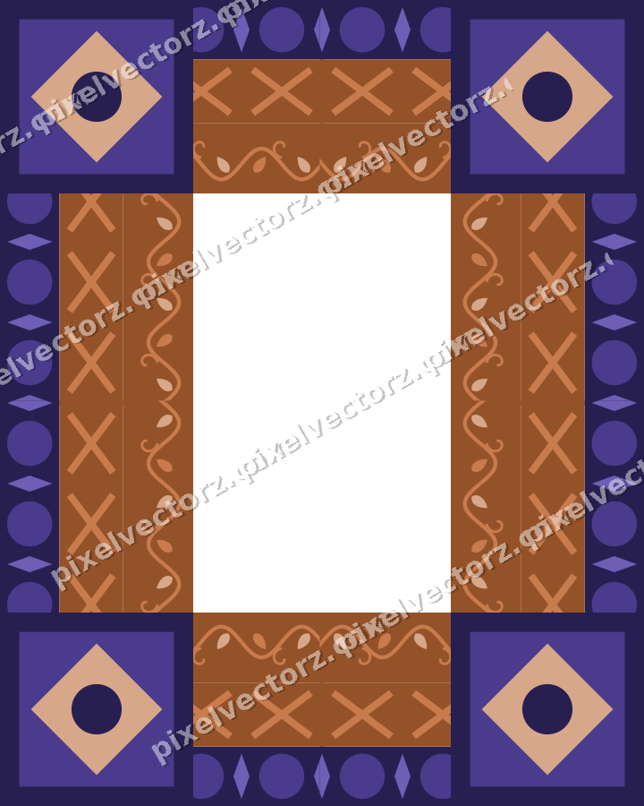 Decorative picture frame border in orange and blue with egg and dart