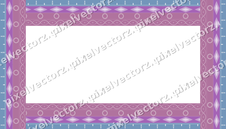 Decorative picture frame border in purple and blue with bud and stem
