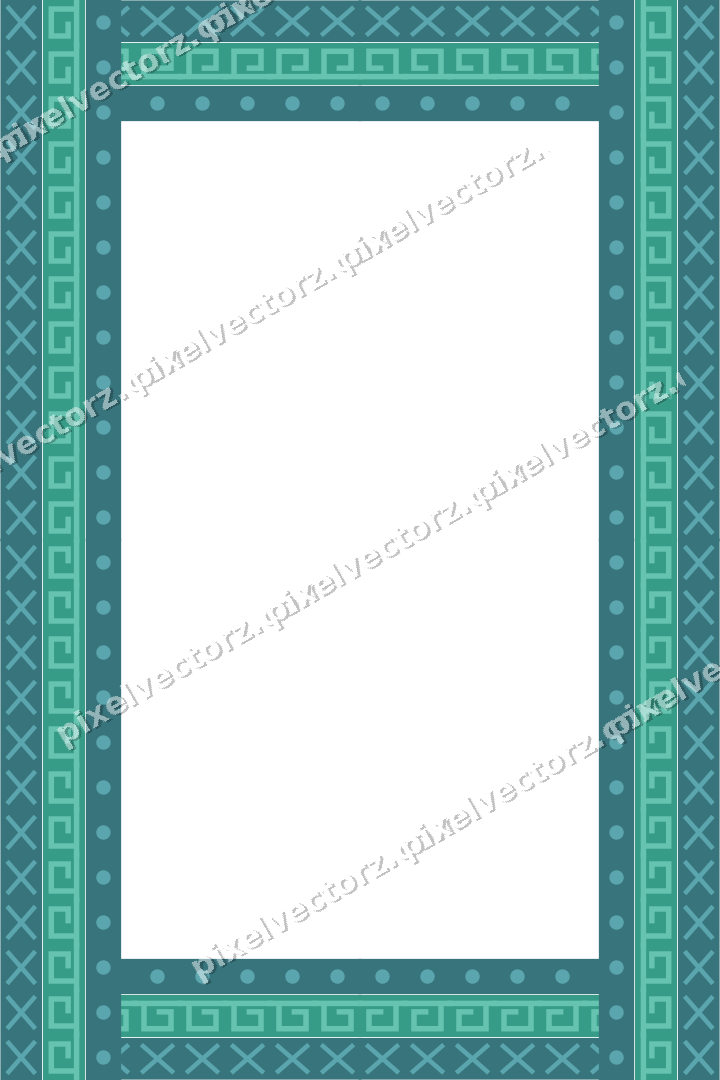 Decorative picture frame border in green and teal with cross band