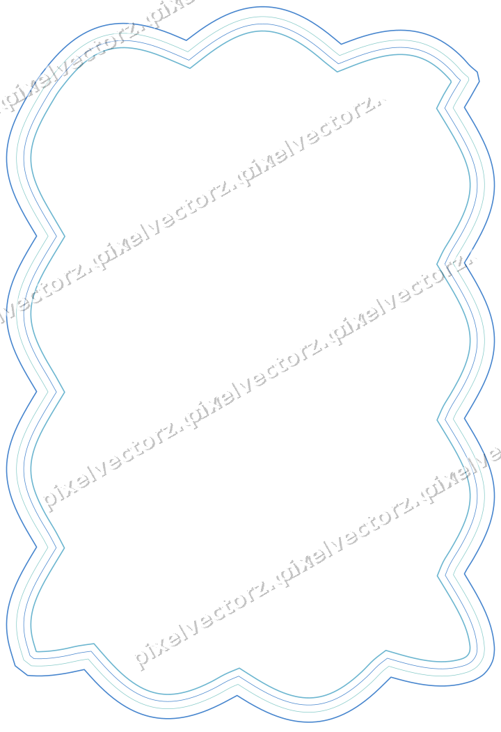 Decorative line art frame in blue and cyan with label plaque