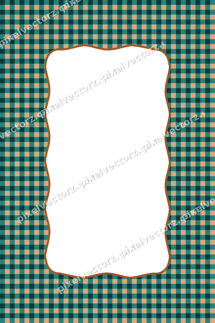 Decorative patterned mat frame in orange and teal with gingham check